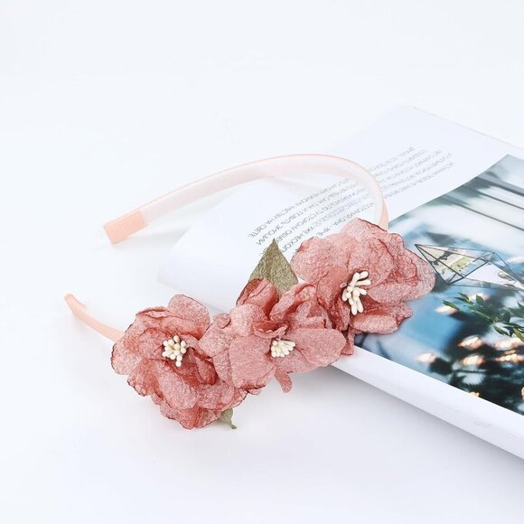 5 Piece Plastic Flower Headbands Kids Teens Girls Toddler Floral Hair Accessorie